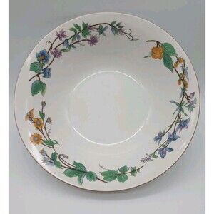 Woodhill by Citation Serving Bowl 9" Round Floral Stoneware Blue Yellow Flowers